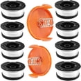 thumbnail image 1 of Recortadora de hilo de carrete Rewera para desbrozadoras Black and Decker, 8 carretes de hilo para desbrozadora con 2 cubiertas de carrete y 2 resortes, carretes A6481 A6485 compatibles con Black and, 1 of 5