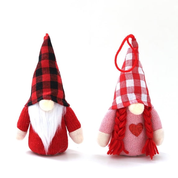 2pcs Luminous Gnome Dolls Knitted Faceless Dwarf Elf with Lights Valentine Wedding Birthday Christmas Tree Shelf Table Ornaments