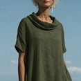 thumbnail image 6 of ClodeEU Women's Summer Linen Cotton Cowl Neck Short Sleeve Maxi Dress,Loose Fit Casual Beach Long Dress with Pockets Army Green,Women's Plus L, 6 of 6
