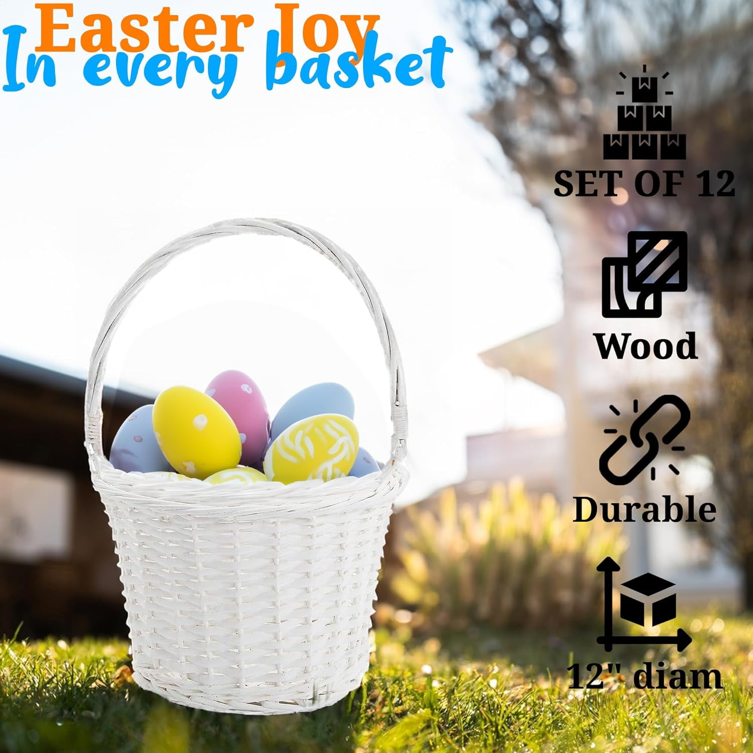 Fun Express 12 Inch White Wooden Easter Basket