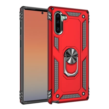 TechCircle Samsung Galaxy Note 10 Case, Ring Holder Kickstand Full Body Shockproof Magnetic Car Mount Hybrid Rugged Protective Phone Cover, Red
