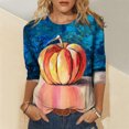 thumbnail image 2 of Blusa clásica de cuello redondo de manga larga con estampado de novedad de Halloween para mujer Pompotops FGAJ6263, 2 of 5