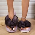 thumbnail image 2 of Xfvqtps Womens Fuzzy Flip Flops Winter Warm Flat House Shoes Soft Sole Non Slip Indoor Slides Cozy Ladies Home Slippers, 2 of 8
