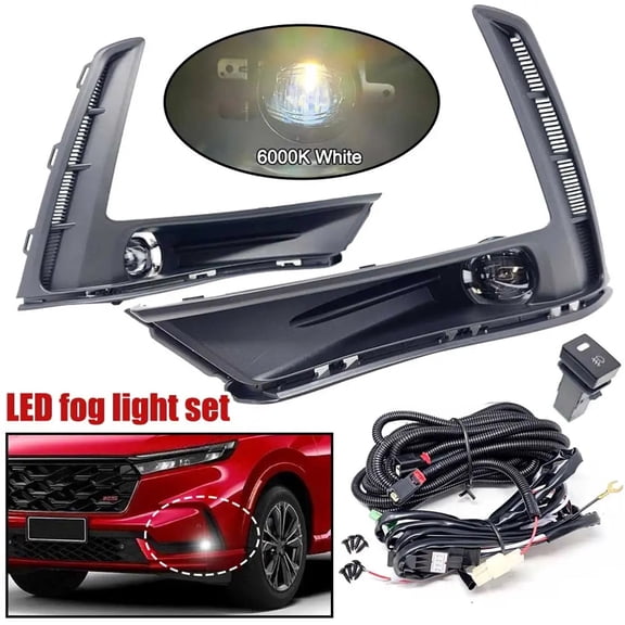 LED Fog Light Kit For Honda CR-V CRV 2023-2024 with Switch Wire Bezel Relay 6000K White Accessories Assembly Upgrade
