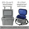 thumbnail image 3 of Cubix Outdoors Viva 25 QT Portable Insulated Hard Cooler and 8L Soft Cooler Bag Insulated Lunch Box - Fits 30 Cans - Cloud Grey + Light Grey, 3 of 11