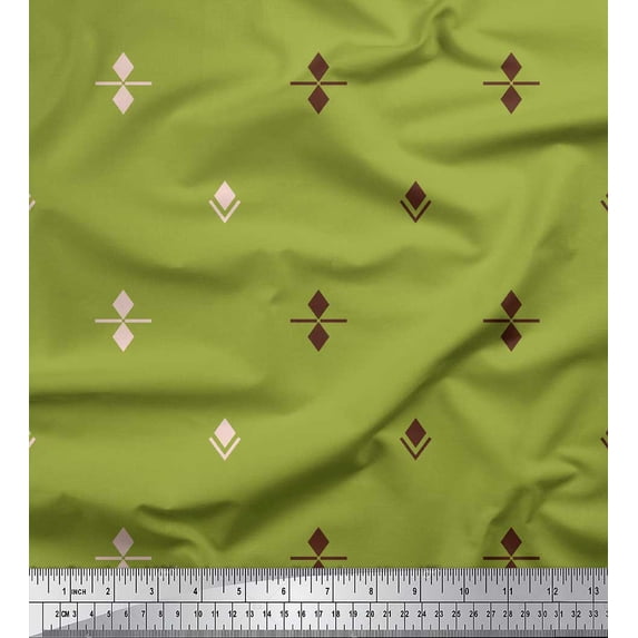 Soimoi Green Poly Georgette Fabric Butidar Jamdani Printed Craft Fabric by the Yard 52 Inch Wide