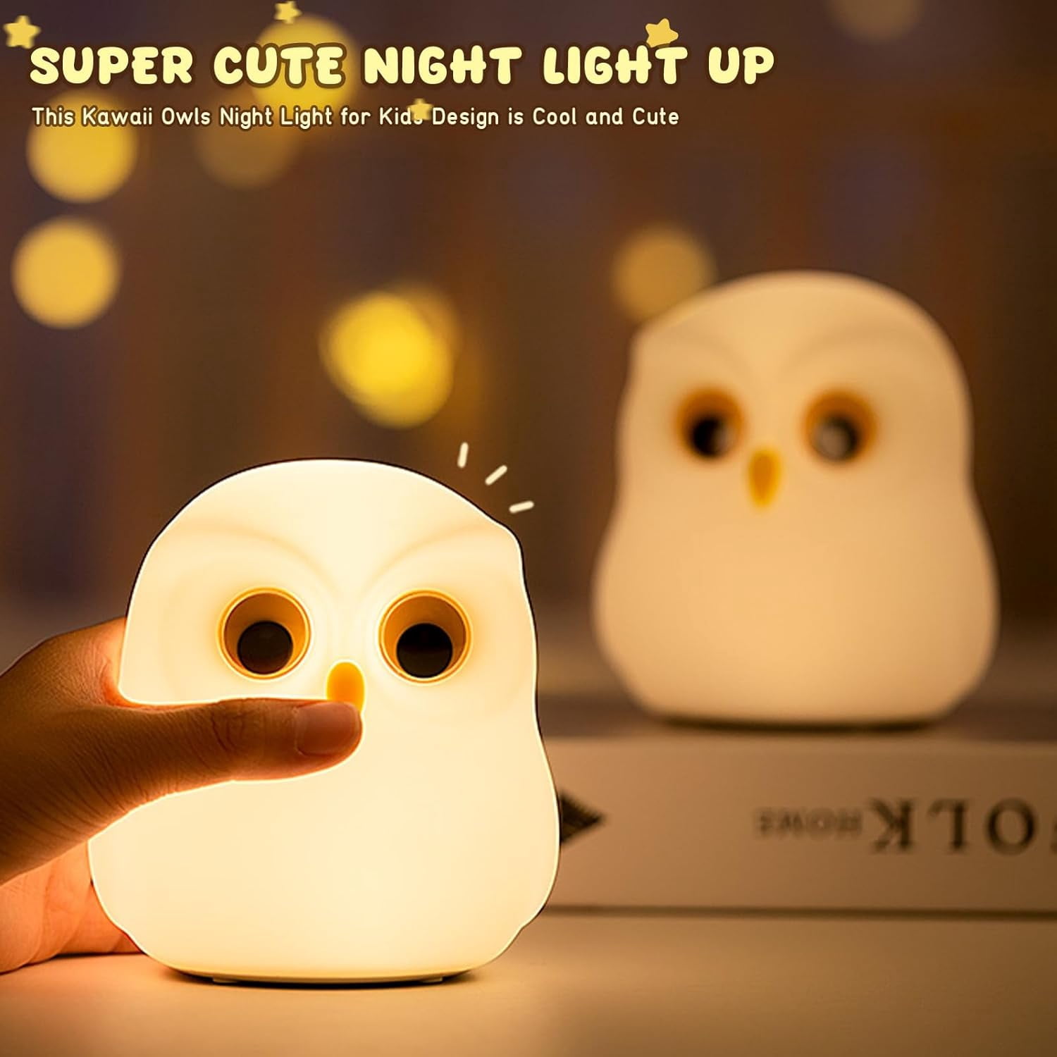 Night Light for Kids, 7 Color RGB Changing Owls Kids Night Light, Cute Silicone Owls Nightlight for Baby and Toddler Gifts, Kawaii Bedside Lamp for Sleep Aid, Breastfeeding