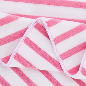 JML Large Stripe Bath Towel Set 4 Pack, 30"x60", Stripe Pink & Coffee, 400GSM, Soft, Absorbent, Microfiber Towel Quick Drying, Lint-free, No Fading