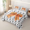 thumbnail image 3 of Manfei Basketball Print Bow Bed Spread Queen For Girls,Sports Theme Queen Coverlet Set For Kids,3-Piece, 3 of 7