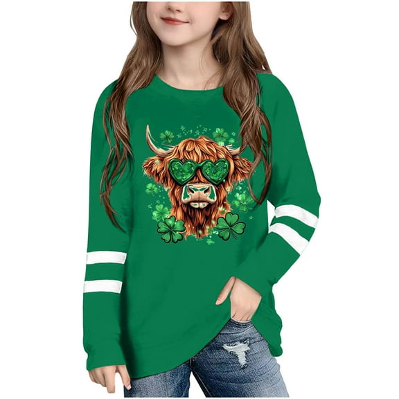 AUNVITO St. Patrick's Day Fashion Cute Printed Casual Long Sleeve Tops for Boys and Girls