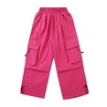 thumbnail image 7 of Girl's Casual Elastic Waist Cargo Pants Multi Pockets Lightweight Cotton Teens Trousers School Teens 3-14 Years, 7 of 7