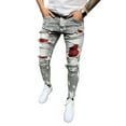 thumbnail image 2 of Men´s Slim Ripped Patch Casual Slim Fit Jeans, Stretch Tapered Leg Long Skinny Denim Pants for Casual and Street Shoot, 2 of 9