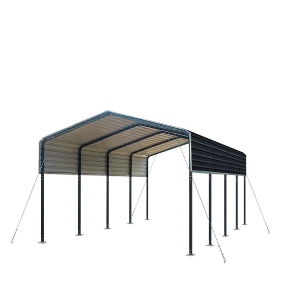 12' x 20' Metal Shed Carport with 8' Open Sidewalls, TMG-MSC1220