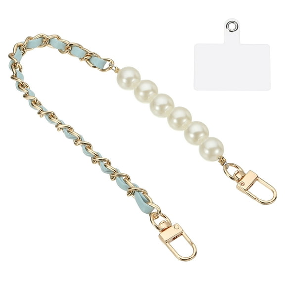 Phone Wrist Strap, 14" Hand-Free Cell Phone Lanyard Wristlet with Gold Hook, Beaded Purse Extender Chain for Women Handbag, Pink