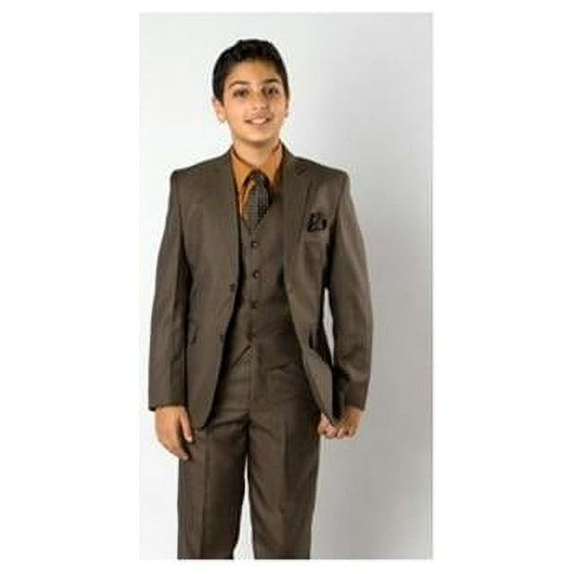 2 Button Front Closure Interior Pick Stitching Boys Suits Olive - 8