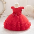 thumbnail image 3 of CPNG Toddler Baby Girls Birthday Party Dress Cap Sleeve Flower Girl Wedding Shiny Butterfly Pageant Formal Ball Dress(Red,4-5 Years), 3 of 7