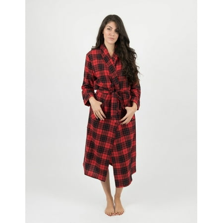 

Leveret Womens Flannel Robe Red & Black Plaid XXL