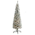 thumbnail image 4 of Nearly Natural Clear Prelit 300 Incandescent Flocked Pencil Artificial Christmas Tree, 6', 4 of 9