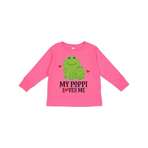 Inktastic My Poppi Loves Me Grandson Frog Boys Long Sleeve Toddler T-Shirt