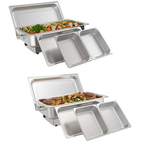 2 Packs Electric Chafing Dishes, 9QT Stainless Steel Buffet Server and Food Warmer Sets, Catering Supplies Buffet Display for Parties, Catering, Wedding
