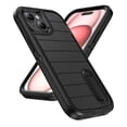 thumbnail image 4 of Case for iPhone 15 Plus/14 Plus, Heavy Duty Durable Military Grade Shockproof Protective Non-slip Kickstand Soft Silicone Hard PC 2 In 1 Hybrid Cover Case for iPhone 15 Plus/14 Plus, Black+Black, 4 of 9