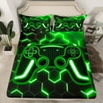 thumbnail image 2 of Erosebridal Green Gamepad Sheet Set Twin,Honeycomb Hexagon Bedding Sets Twin Size,Teens Bedroom Decor,Breathable,3pcs, 2 of 6