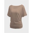 thumbnail image 5 of Womens Short Sleeve Boat Neck Side Shirring Dolman Drape Top, 5 of 6