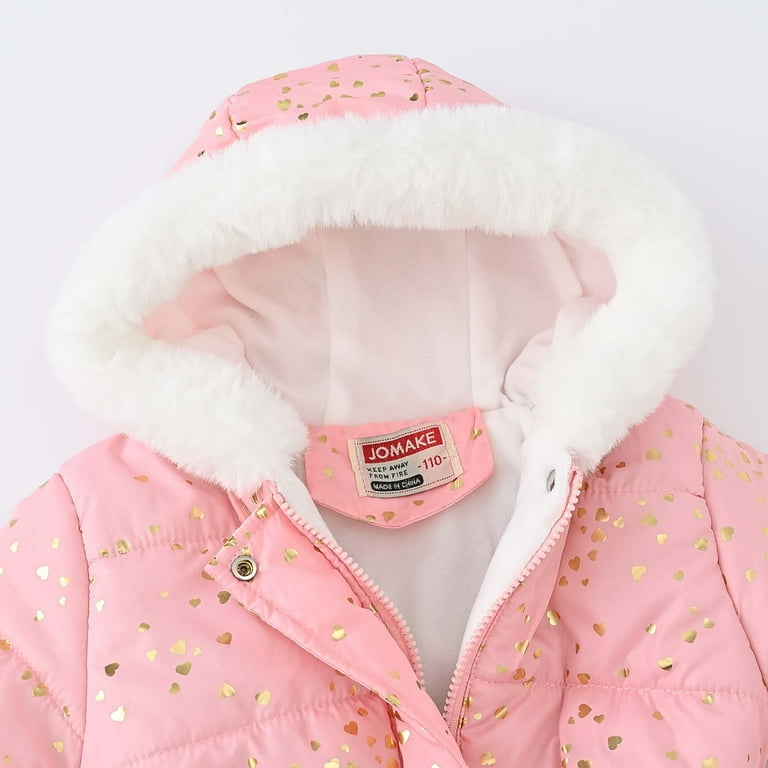 Baby Girls Winter Dress Coats Solid Color Hooded Fleece Warm