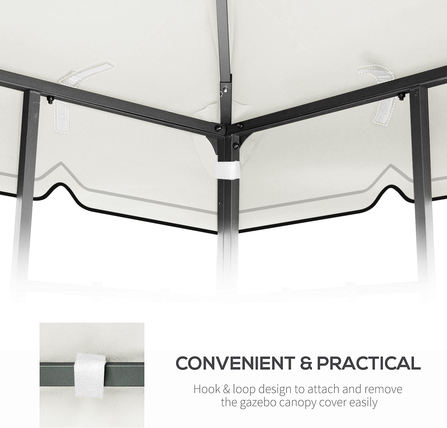 10x10 Ft Outdoor Patio Gazebo Replacement Canopy,Double Tiered Gazebo Tent Roof Top Cover for Outdoor Garden Patio,Beige