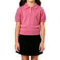 thumbnail image 2 of Girl Uniform Shirt Knit Collared Short Sleeve Fit Tops Summer Casual Solid School Tops for Girls, 2 of 7