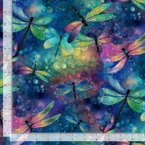 Cotton Dragonfly Illusion Dream Fantasy Dragonflies Shine Colorful Watercolor Look Timeless Treasures Blue Cotton Fabric Print by the Yard (NATURE-CD3206-FANTASY)
