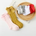 thumbnail image 5 of Baby Girls Knee High Socks Bow Ruffled Tube Socks Toddlers Infant School Uniform Leggings Long Stockings, 5 of 6
