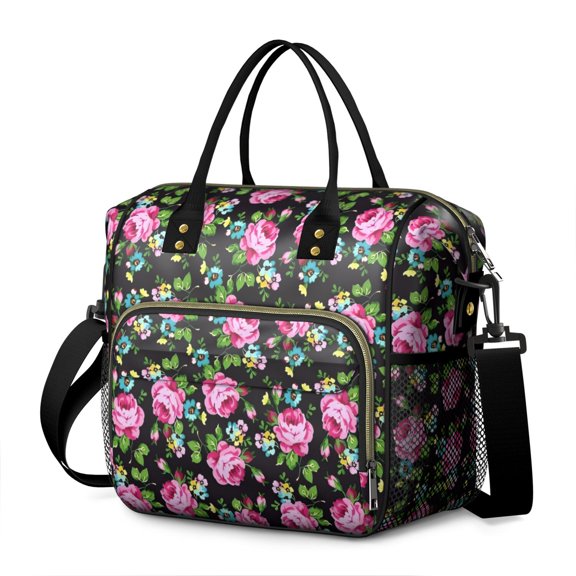 Pioneer Flower Floral Print Pattern Womens Lunch Box for Work,Insulated Large Lunch Bag for Tween and Teen,Loncheras Para Mujer,Leakproof Adult Lunch Bag for Work,Beach,Travel,Picnic,Camping