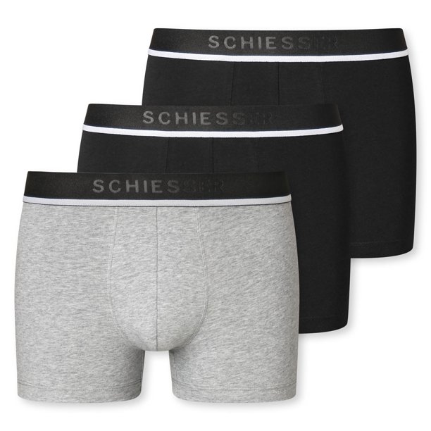 SCHIESSER Paquete de 3 Pantalones Cortos para Hombre - Serie "95/5", Calzoncillos, Cintura con Logotipo, lisos, S-2XL Negro/gris 2XL (2X-Large)