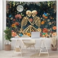 thumbnail image 6 of Floral Skeleton Lovers Tapestry Plant Flower Aesthetic Skull Gothic Tapestry for Bedroom Lovers Tapestry Wall Hanging for Dorm Living Room, 6 of 7