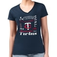 thumbnail image 4 of Women's G-III 4Her by Carl Banks Navy Minnesota Twins Collage Team Graphic V-Neck Fitted T-Shirt, 4 of 5