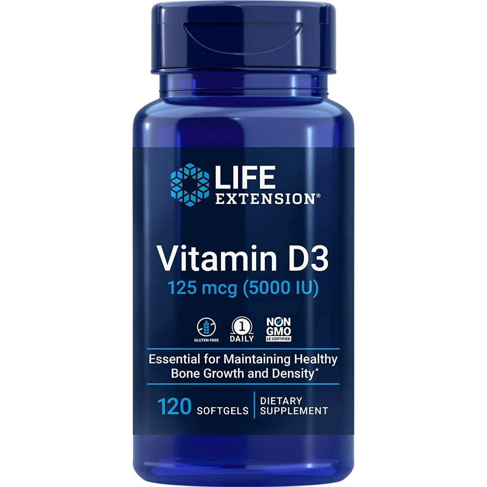 Life Extension Vitamin D3 125 mg (5000 IU), 120 Softgels
