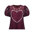 thumbnail image 6 of Girls Dress Heart Pearl Burgundy Lace Party Classic Formal Short Sleeve 8 Years, 6 of 8