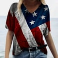 thumbnail image 2 of Xihbxyly Womens Plus Size Tops Summer Short Sleeve T-Shirt Casual Loose V Neck Tee Shirts July 4 Shirts for Women Independence Day Tops # Today' Deal #5, 2 of 5