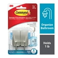 thumbnail image 1 of Command™ Bath Hook BATH33-SN-2EF, Satin Nickel, Small, 2 Hooks, 4 Water-Resistant Strips/Pack, 1 of 8