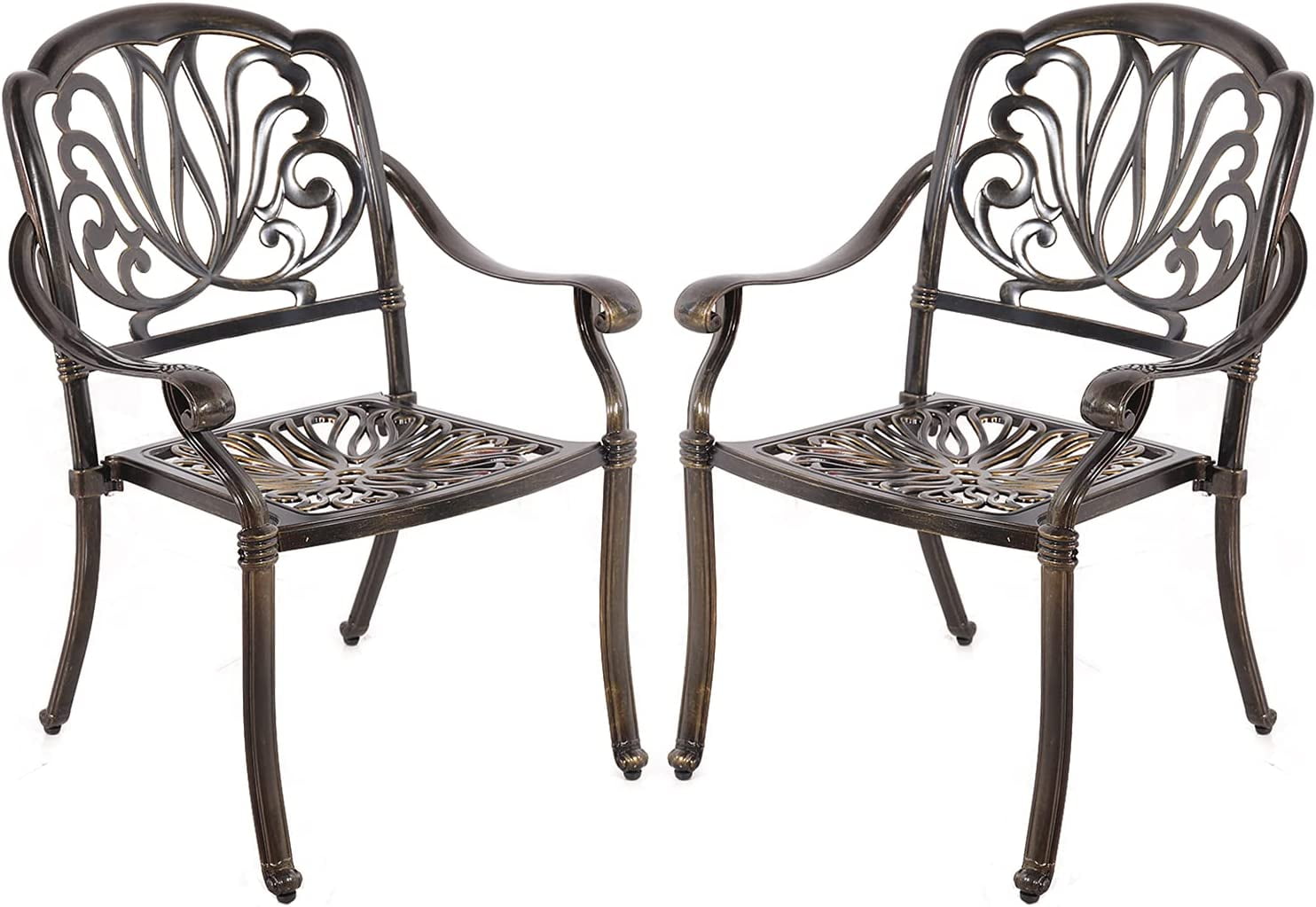 VIVIJASON 2Piece Outdoor Bistro Dining Chair Set, Patio Cast Aluminum