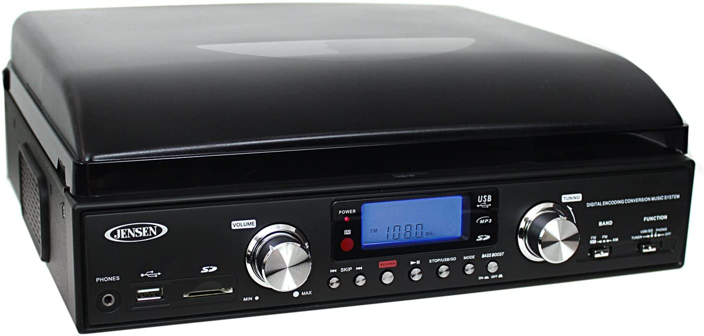 Jensen JTA460 3-Speed Stereo Turntable with MP3 Encoding System and AM ...