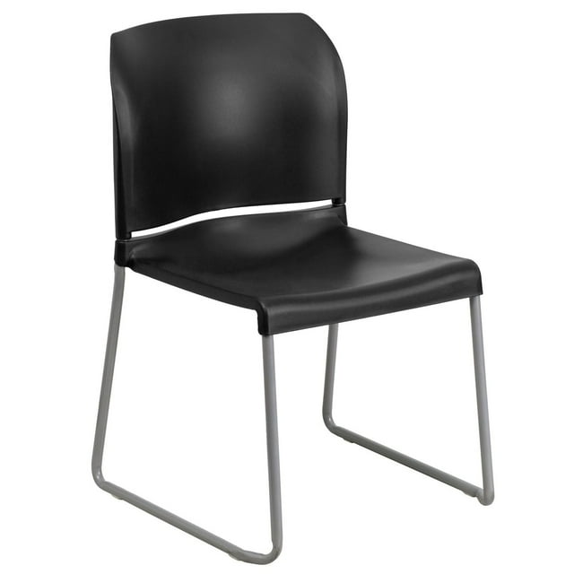 HERCULES Series 880 lb. Capacity Black Full Back Contoured Stack Chair with Sled Base
