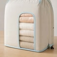 thumbnail image 5 of Breathable Cotton Quilt Storage Bag with Clear Window Large Bedding Organizer for Comforters Blankets Closet, 5 of 5