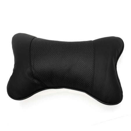 24 x 16 x 8cm Faux Leather Car Headrest Pillow Neck Support Cushion Black