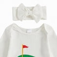 thumbnail image 5 of mgoYE Newborn Baby Girl Boy Fall Outfit Romper Football Golf Court Embroidery Long Sleeve Jumpsuit Bodysuit Cute Infant Clothes with Headband(White,0-3 Months), 5 of 6