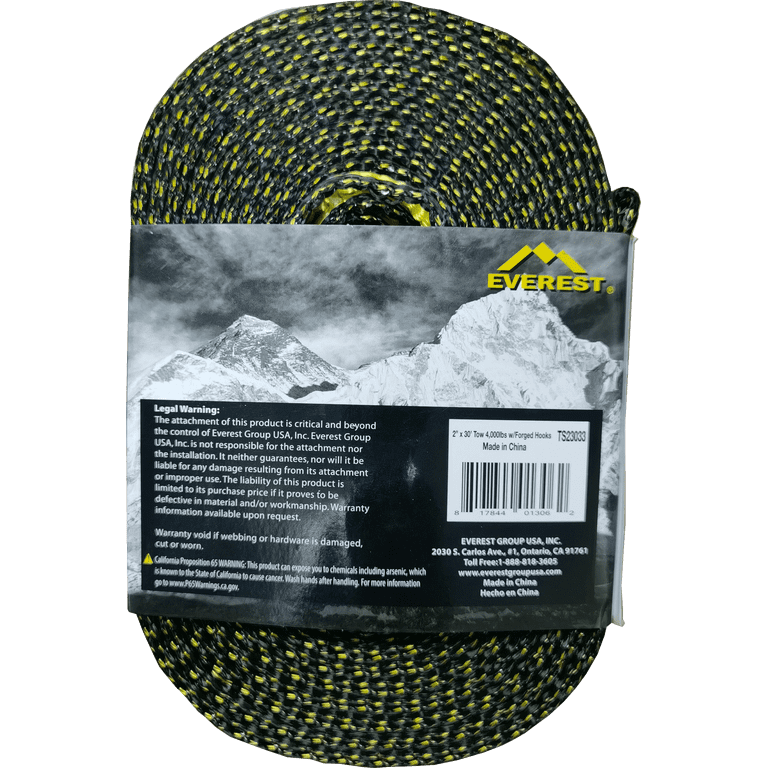 Everest 2" x 30' Reflective Tow Strap with Forged Hooks photo 3