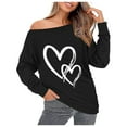 thumbnail image 2 of Craaazy Sweatshirt for Women One Gifts Shoulder Slanted Shoulder Tops Oversized Trendy Crewneck Loose Sweatshirts Casual Printe d Long Sleeve Pullover, 2 of 4