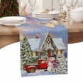 thumbnail image 6 of Farmhouse Christmas Cotton Linen Table Runner for Dining Kitchen, Xmas Tree Truck Snowflake Snowman Wedding Outdoor Party Tablerunners Decoration, Dresser Scarf Coffee Tablecloth Runners 13x36 Inches, 6 of 9