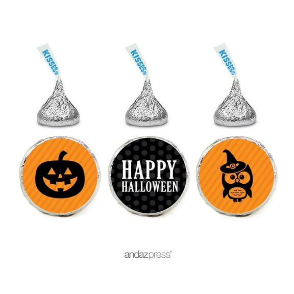 Black & Orange Halloween Hershey´s Kisses Stickers, 216-Pack